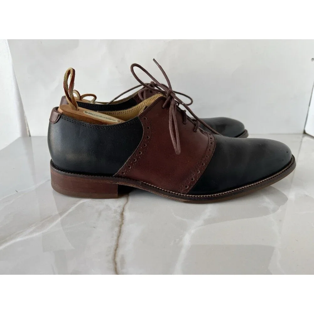 Cole Haan Men Williams Saddle Black Brown Leather Oxford Dress Shoes Sz 9 M
